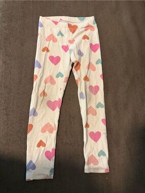 Cat & Jack White Leggings with Pink, Purple, Orange, Teal Hearts